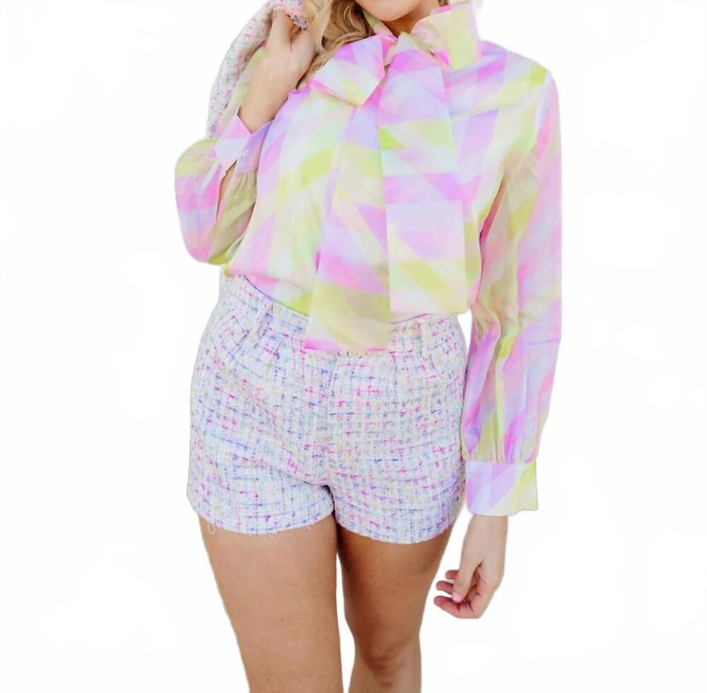 NEW BRIANNA CANNON textured tweed shorts in white multi
